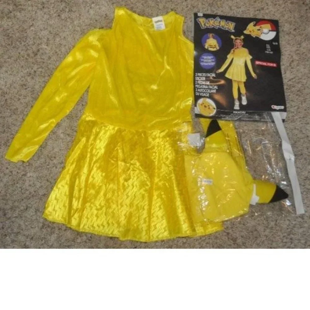 Pokemon Pikachu Halloween Costume 10/12 Yellow Dress Leggings Headband Girls